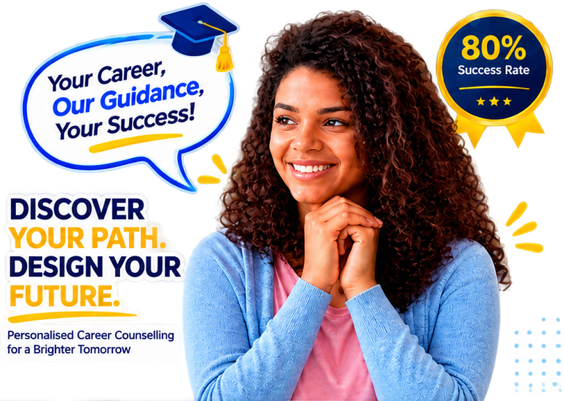 Your Career, Our Guidance, Your Success! Discover your path, design your future — personalised career counselling for a brighter tomorrow, with an 80% success rate